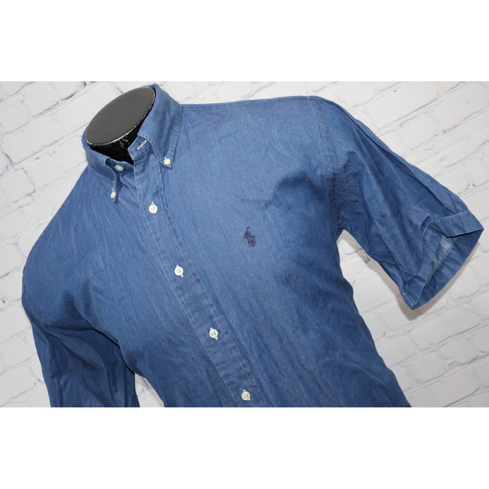 Polo Ralph Lauren Jean Denim Shirt Mens Medium Blue Blaire Pony Logo 90's Y2K